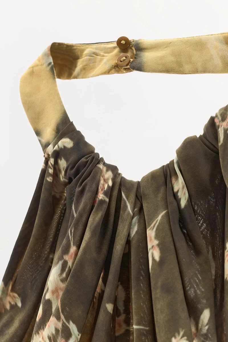 PRINTED HALTER DRESS