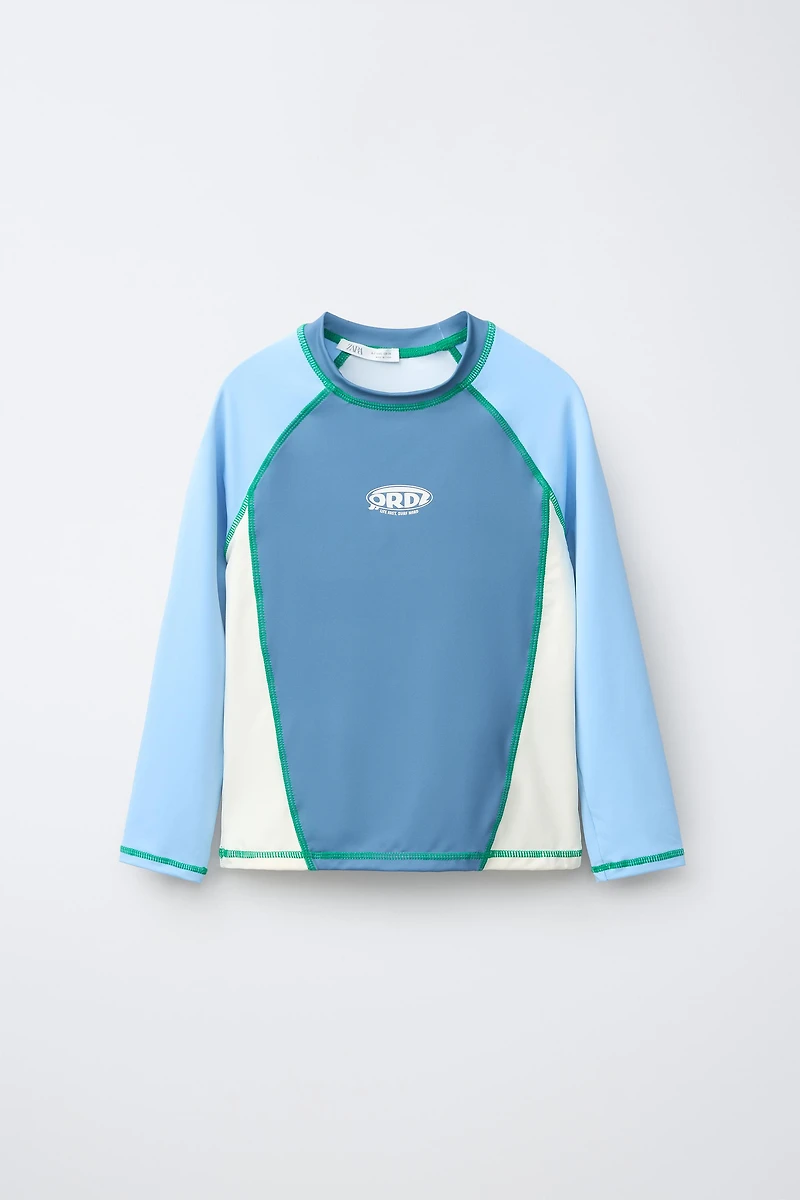 6-14 ANS/ T-SHIRT DE BAIN CONTRASTE LOGO