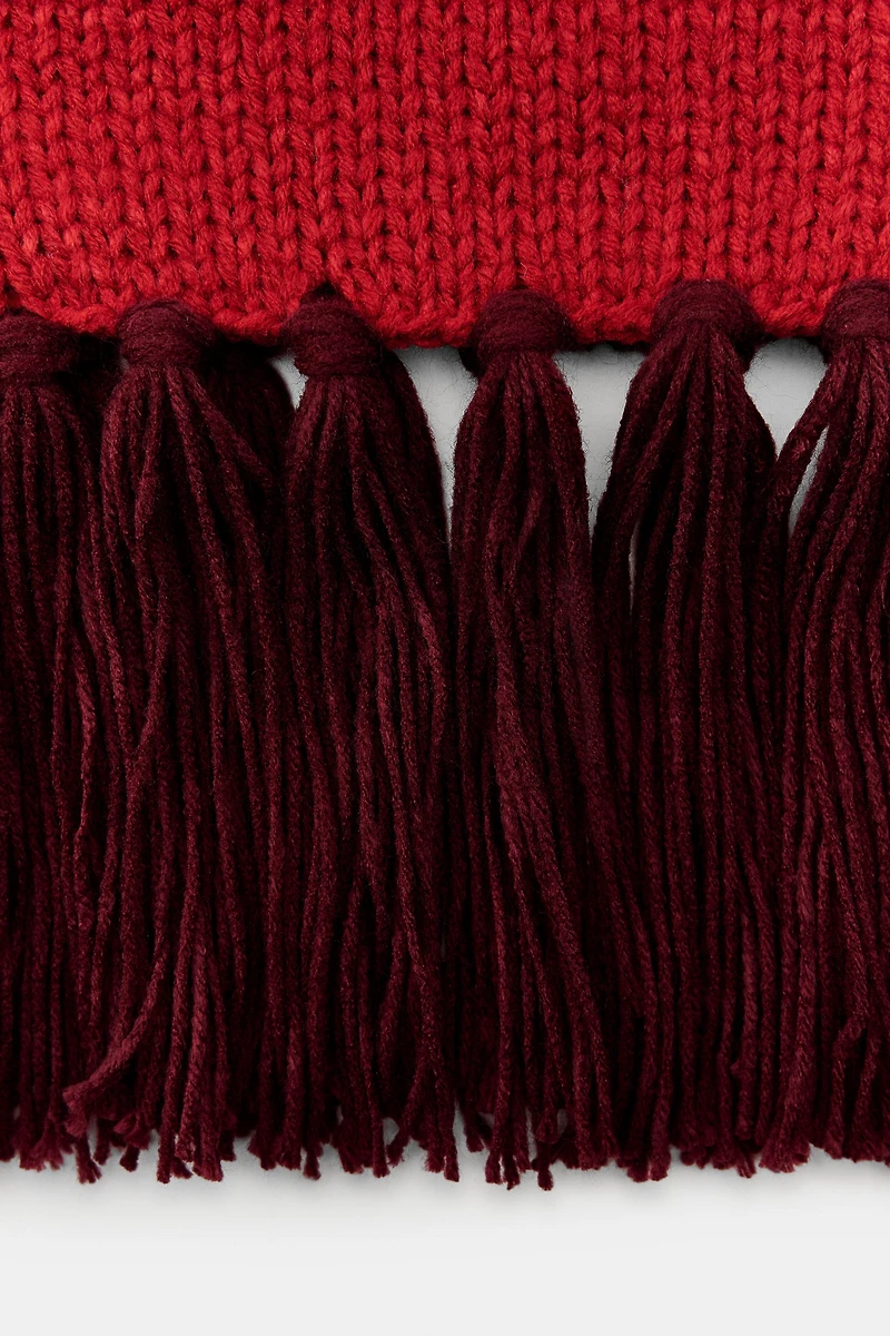 ÉCHARPE EN MAILLE À RAYURES ET FRANGES