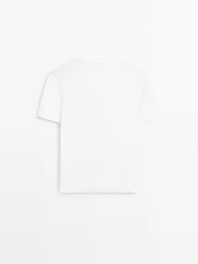 T-shirt 100 % coton à col en V