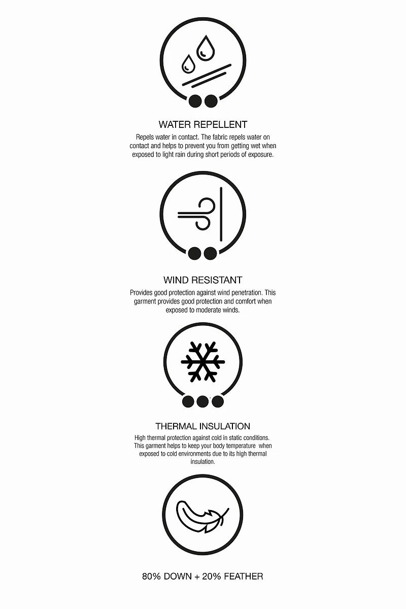 DOUDOUNE 80% DUVET ET 20% PLUMES IMPRIMÉ GÉOMÉTRIQUE WATER RESISTANT COUPE-VENT SYSTÈME RECCO® COLLECTION SKI