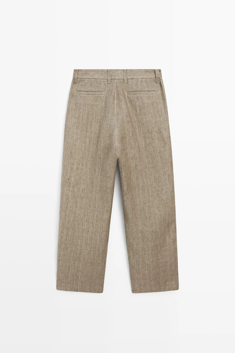 100% linen striped trousers