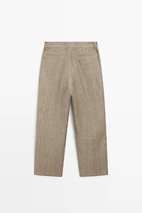 100% linen striped trousers