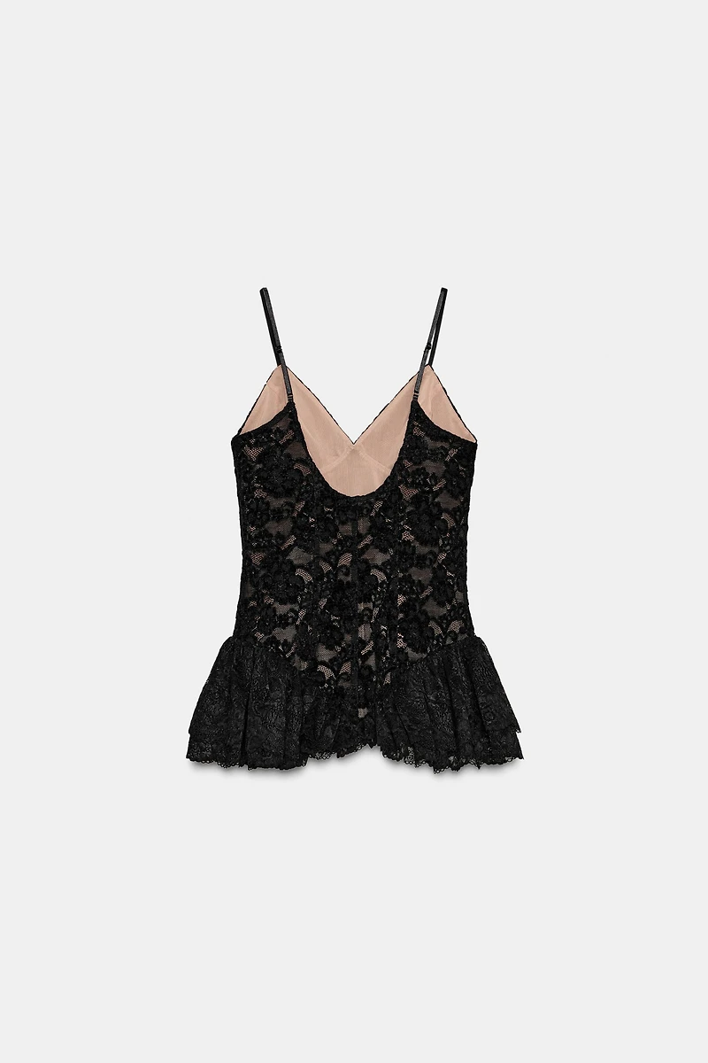 TOP PÉPLUM AVEC DENTELLE