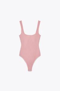 TEXTURED STRAPPY BODYSUIT
