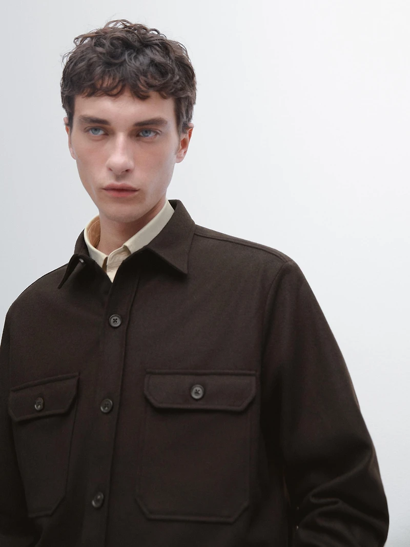 100% wool overshirt with pockets