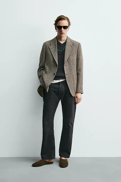WOOL-COTTON TEXTURED BLAZER AARON LEVINE X ZARA