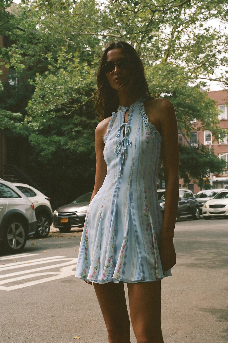 ROBE COURTE HALTER À IMPRIMÉ FLORAL