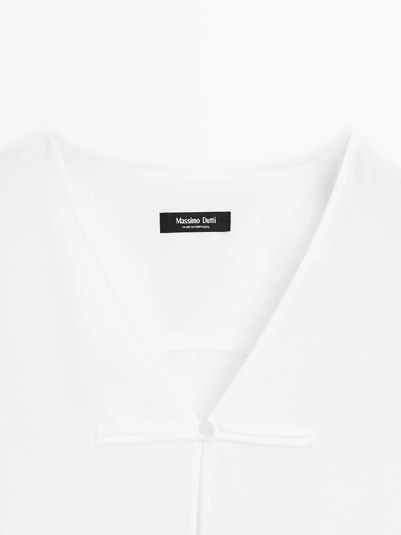 Blouse fluide lin à col en V