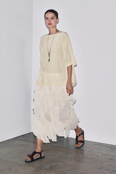 ZW COLLECTION LIMITED EDITION SHORT SLEEVE SILK TOP