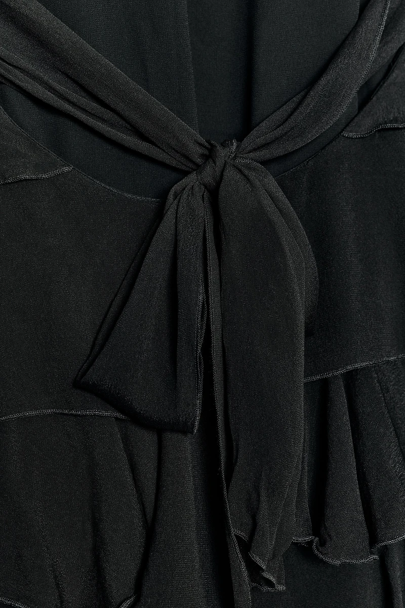 RUFFLED HALTER MINI DRESS