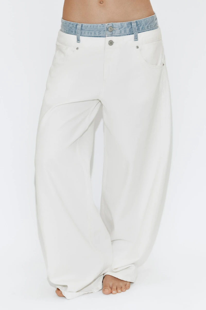 TRF STRAIGHT DOUBLE WAISTBAND MID-RISE JEANS
