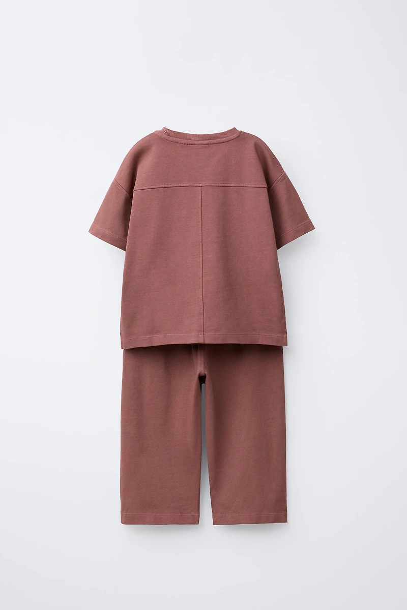 ENSEMBLE T-SHIRT ET PANTALON WIDE LEG UNIE