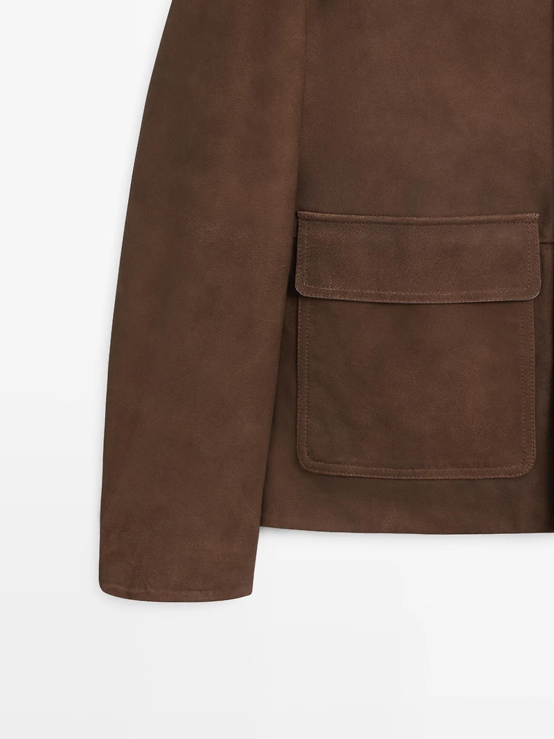 Veste workwear en cuir finition daim