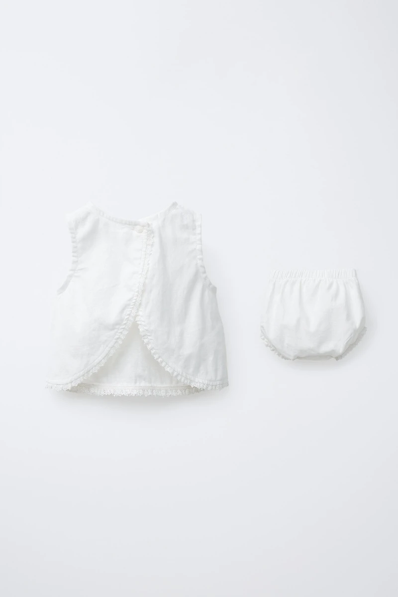 LINEN LACE SHIRT AND BLOOMERS SET