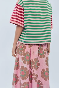 LIMITED EDITION FLORAL LINEN BLEND MIDI SKIRT