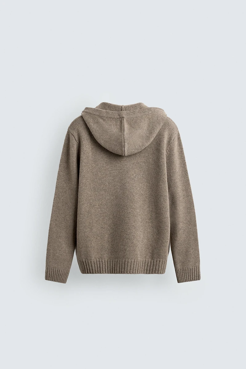 100% WOOL HOODED SWEATER