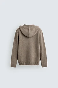 100% WOOL HOODED SWEATER