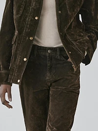 Low-rise straight-leg flocked jeans