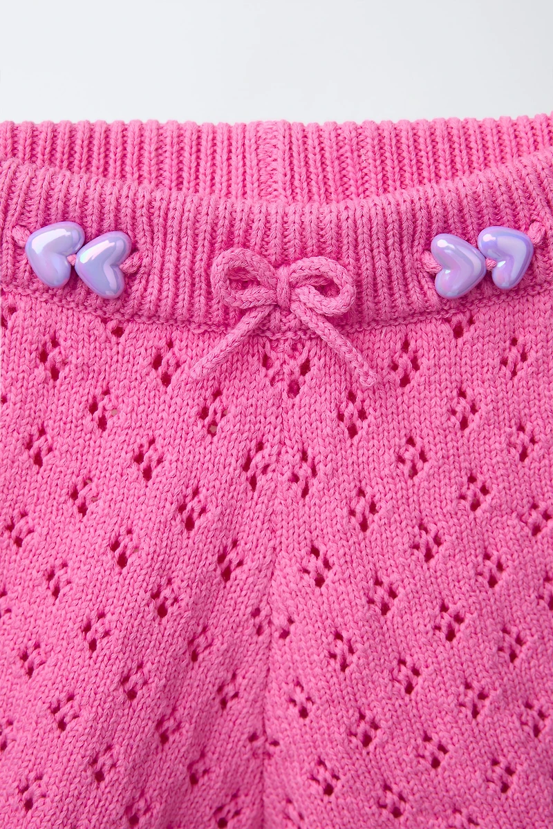 BEADED KNIT SHORTS