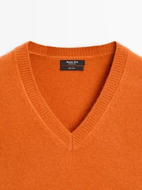 V-neck knit sweater