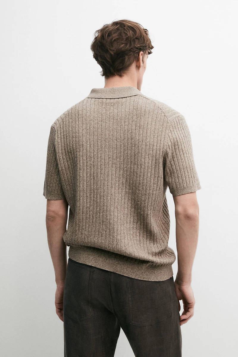 100% cotton knit polo collar sweater