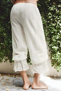 VISCOSE BLEND LACE RUFFLE PANTS