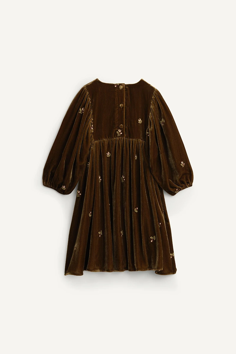 ROBE EN VELOURS À FLEURS BRODÉES LIMITED EDITION