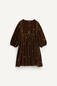 ROBE EN VELOURS À FLEURS BRODÉES LIMITED EDITION