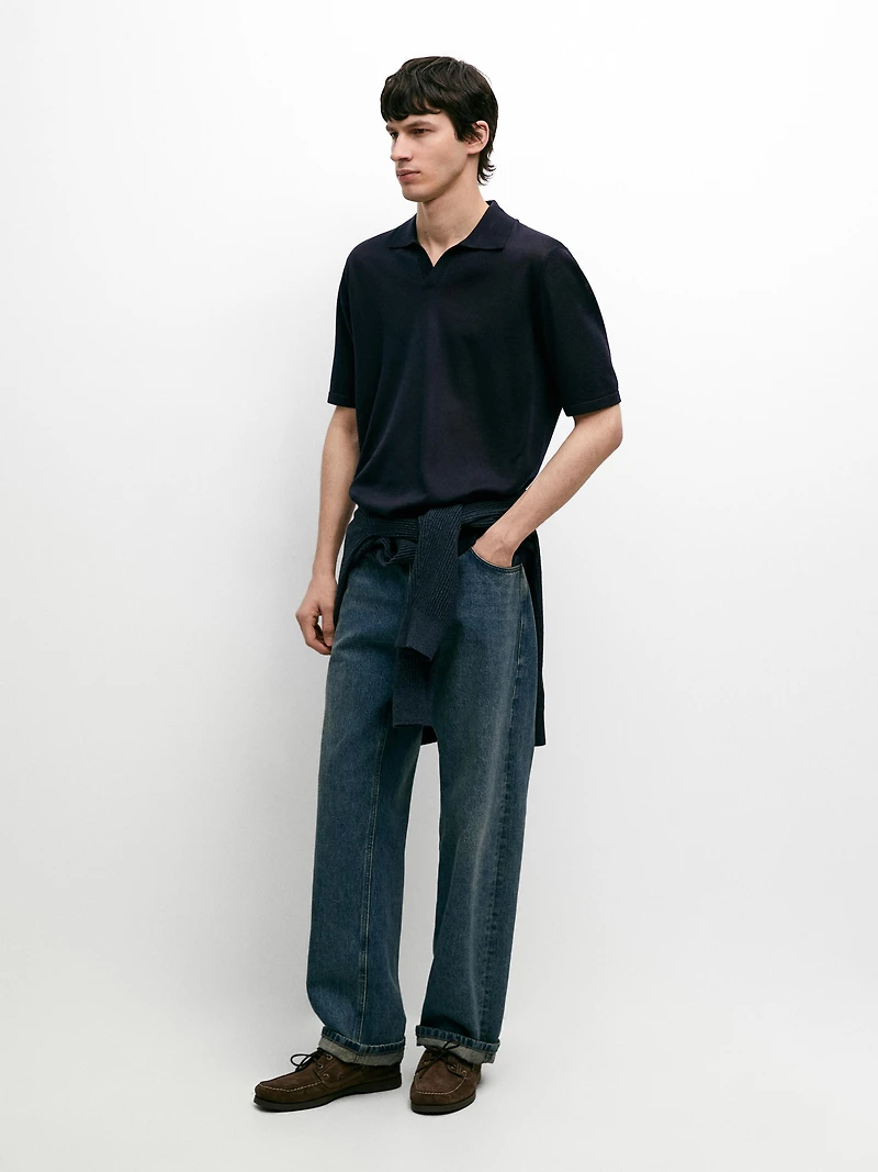 Polo en maille à col V