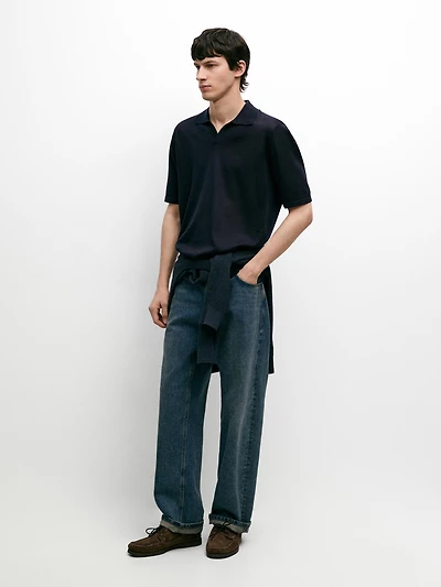 Polo en maille à col V