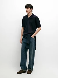 Polo en maille à col V