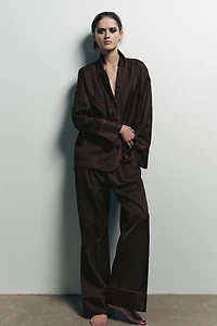 CHEMISE PYJAMA À RAYURES EN CONTRASTE