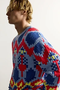 GEOMETRIC JACQUARD RELAXED FIT SWEATER
