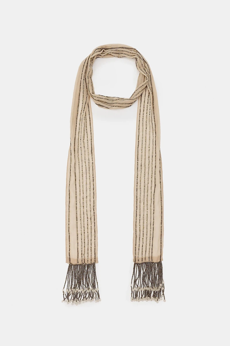 BEADED FRINGE SCARF