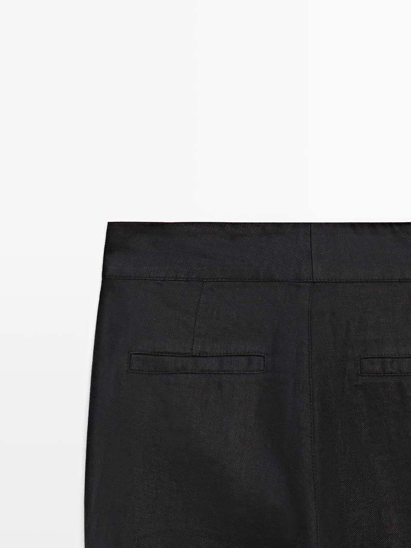 100% linen kick flare fit pants