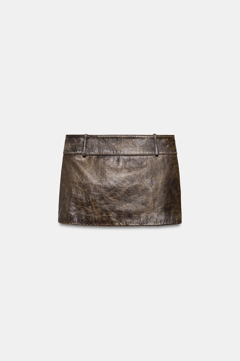 100% LEATHER MINI SKIRT ZW COLLECTION LIMITED EDITION