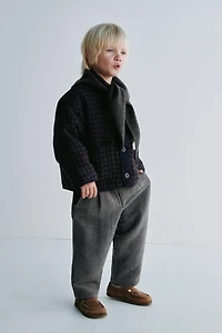 TEXTURED PLAID WOOL COAT