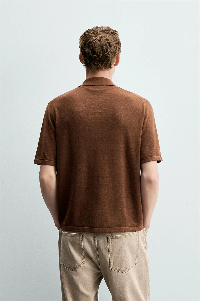 HEMP COTTON BLEND KNIT POLO