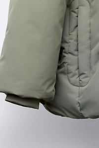 WATER REPELLENT HOODED PUFFER COAT