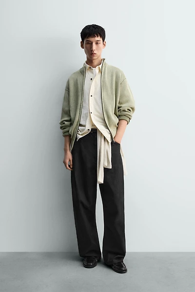 WASHED TEXTURED KNIT CARDIGAN