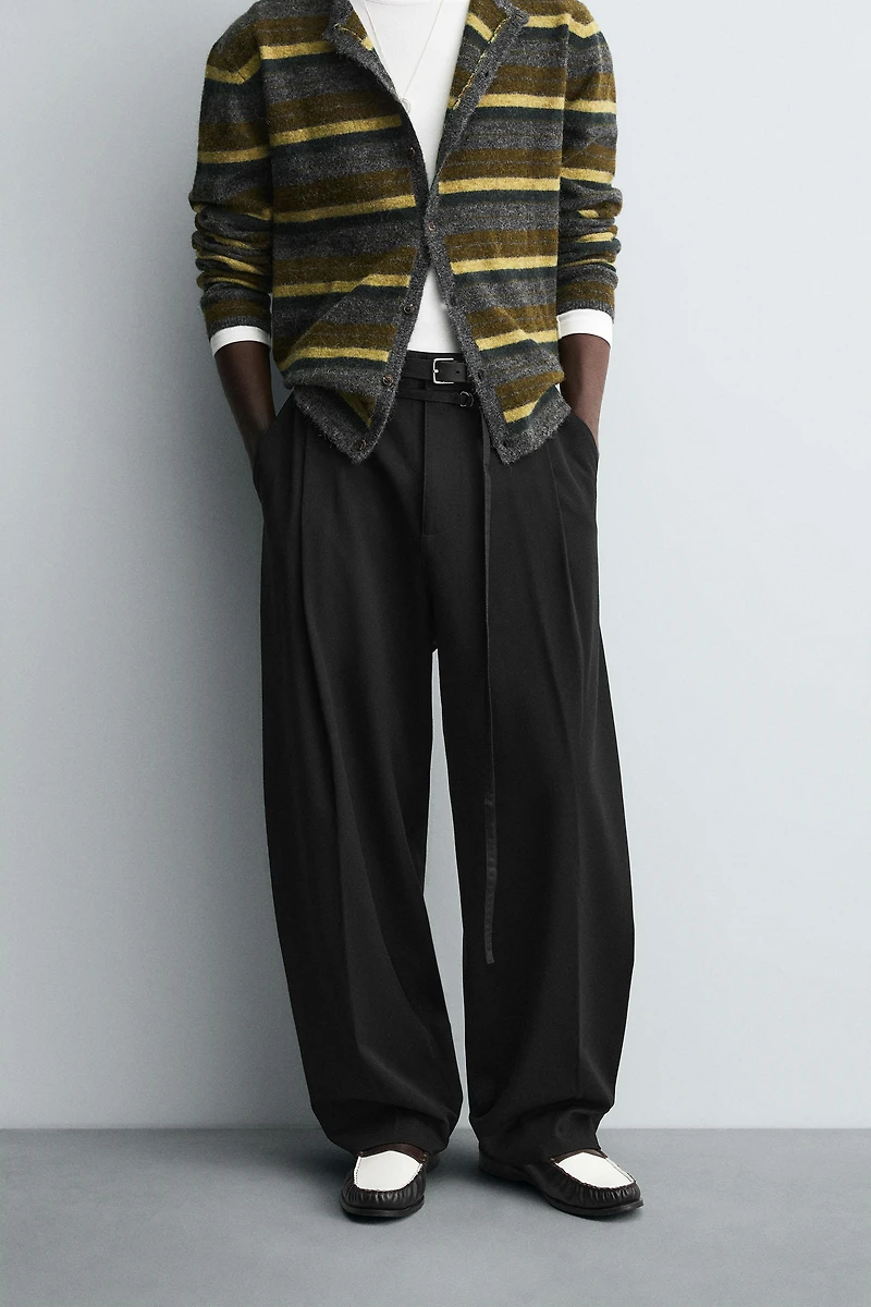BALLOON PLEATED BELTED PANTS