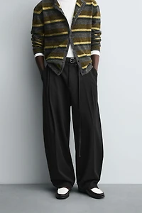 BALLOON PLEATED BELTED PANTS