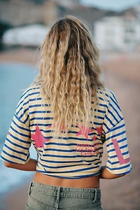 OVERSIZED STRIPED TEXT T-SHIRT