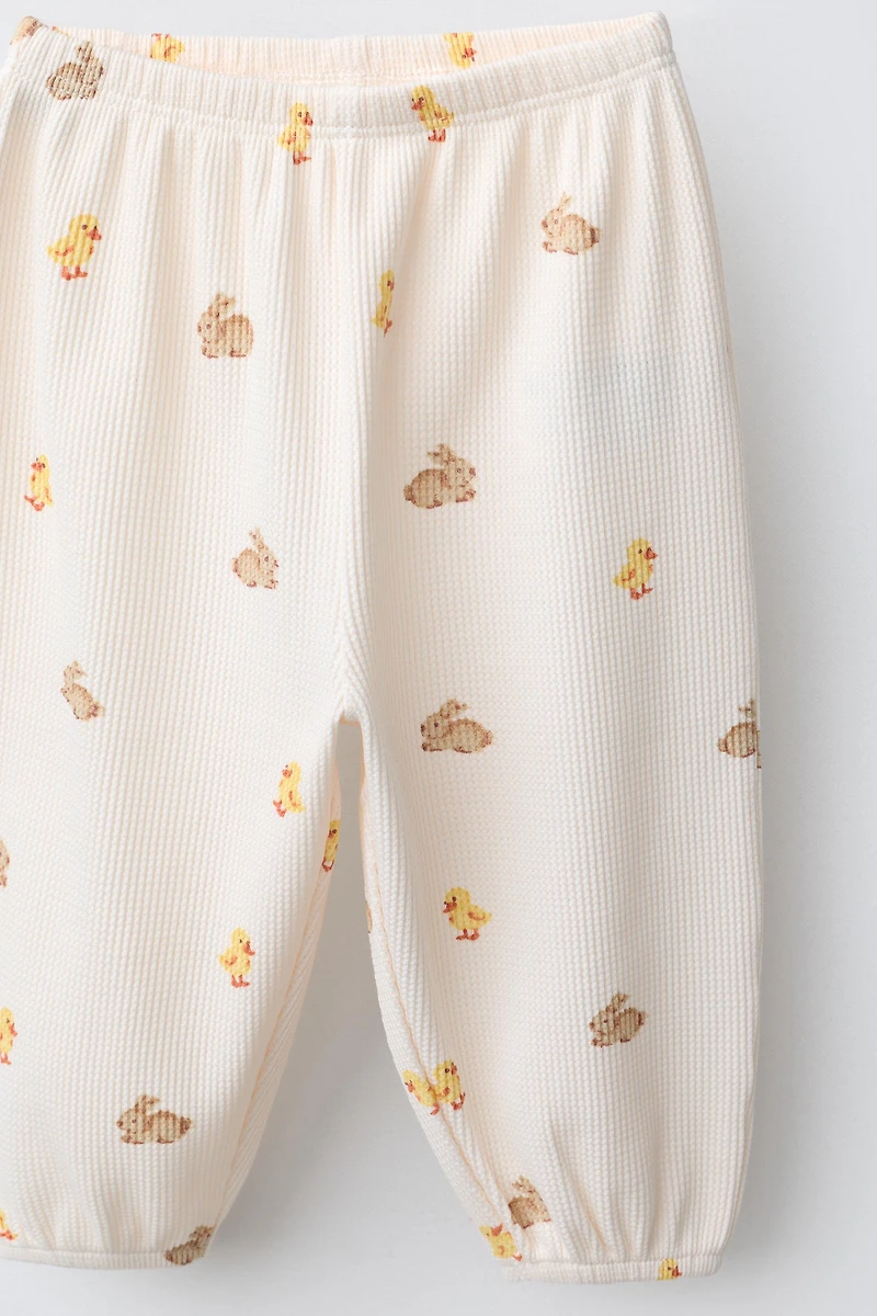 ENSEMBLE TEXTURÉ T-SHIRT ET PANTALON LAPINS