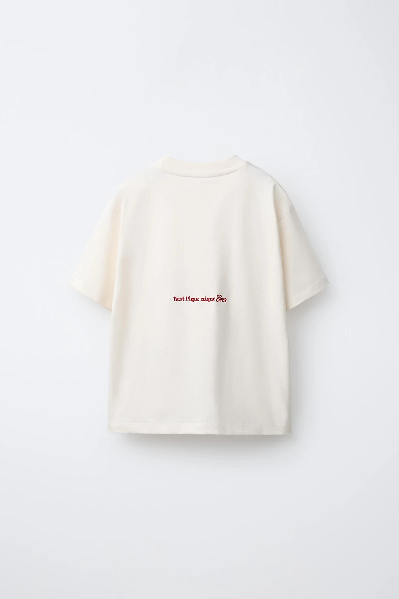 EMBROIDERED AND TEXT T-SHIRT