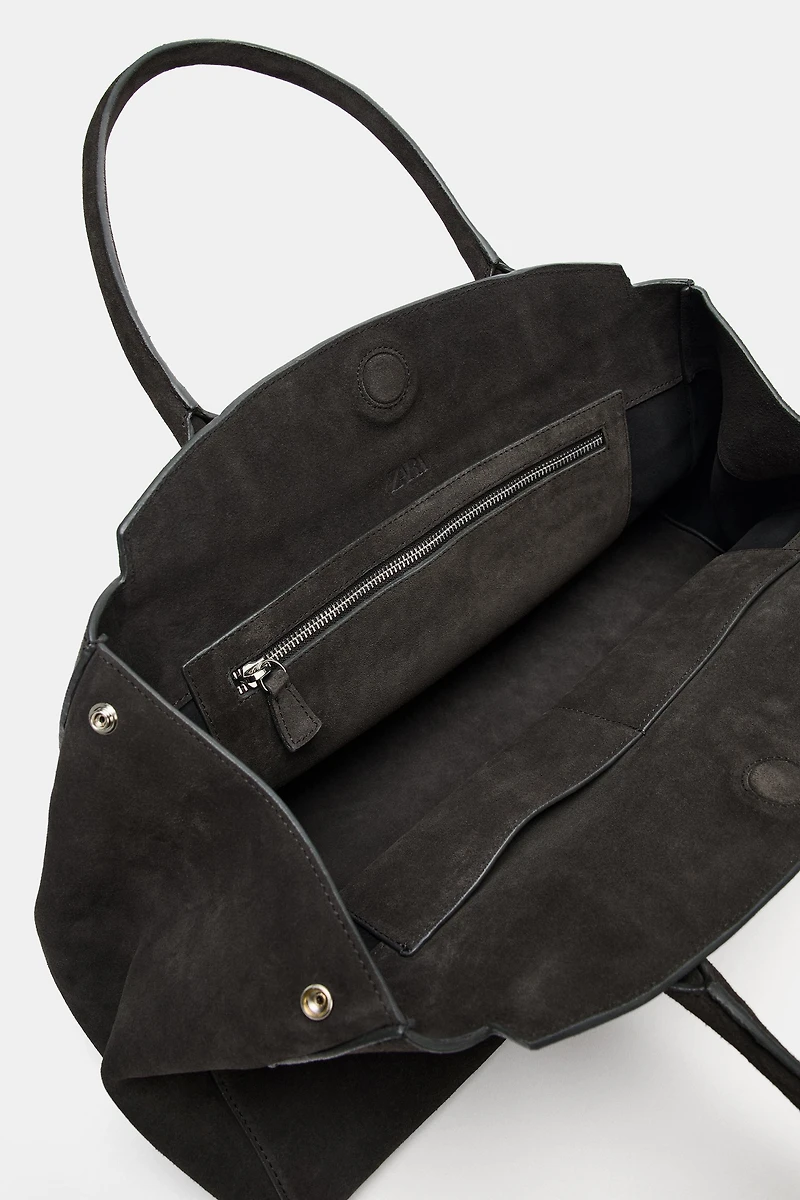SPLIT LEATHER SHOULDER BAG