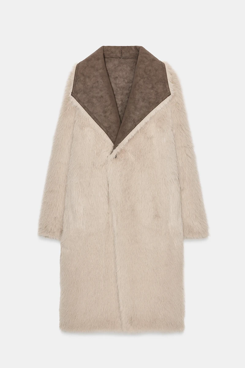 REVERSIBLE FAUX FUR DOUBLE-FACED COAT
