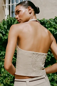 LINEN HALTER TOP