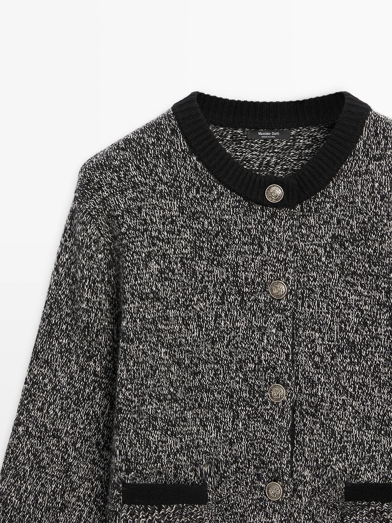 Cardigan en laine mélangée avec boutons dorés